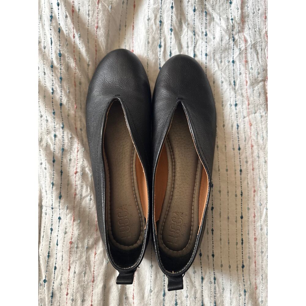LUCCA LANE NEW Black Leather Bayla Ballet Flats Size 9.5